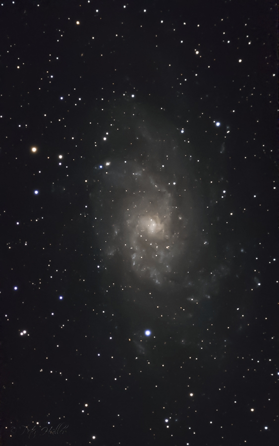 Der Dreiecksnebel oder Messier 33 bezeichnet, ist eine Spiralgalaxie im Sternbild Dreieck. Entfernung zur Erde: 2,7 Millionen Lichtjahre